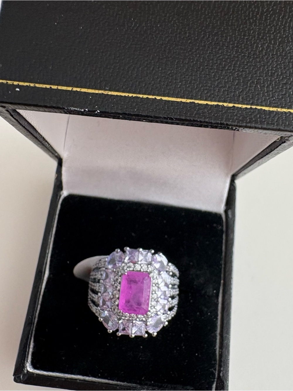 Bomb Party Cushioned Grace Ring RG29883 Purple Fluorite Hematite Plating